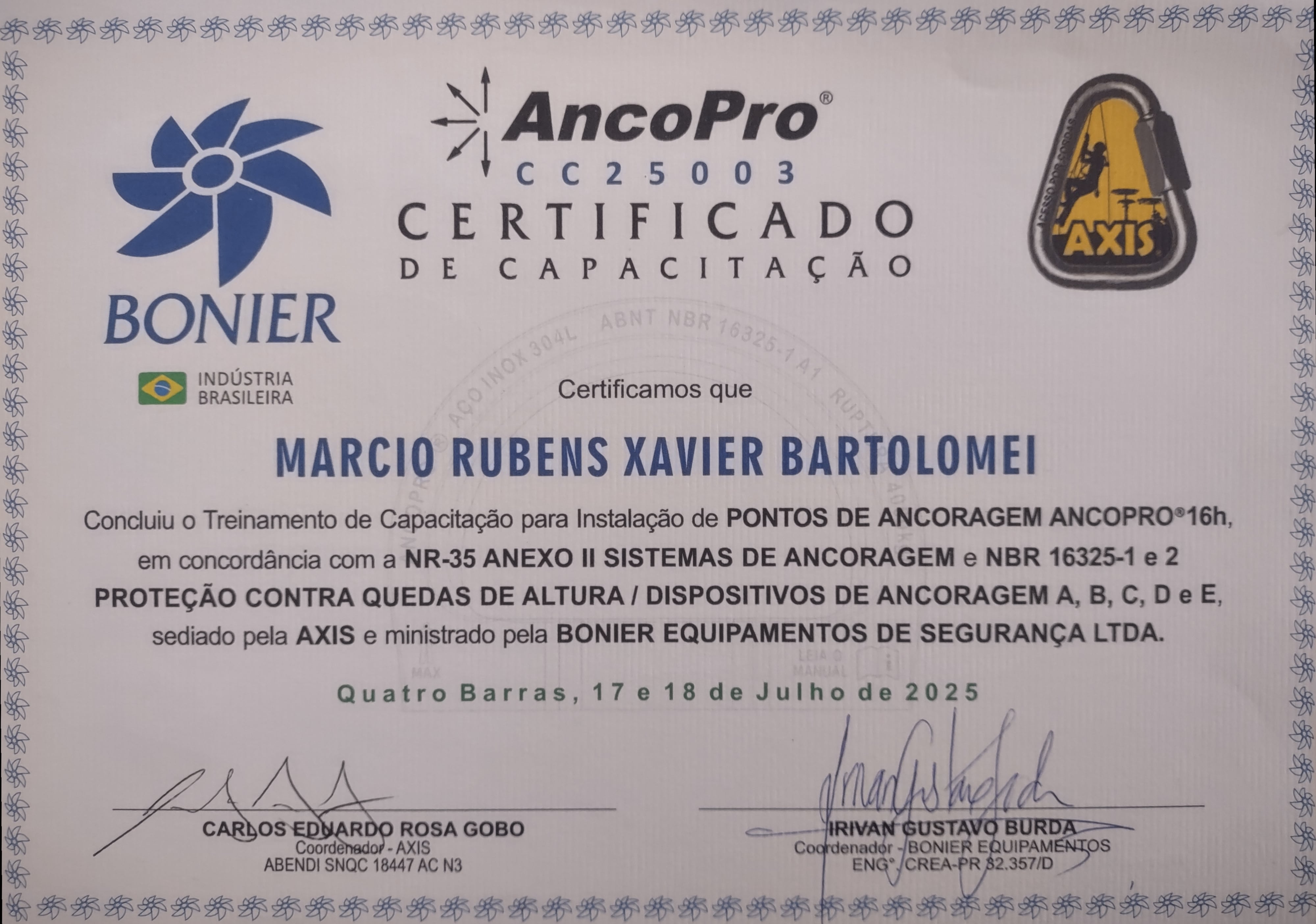 Projeto e Laudo de Linha de Vida